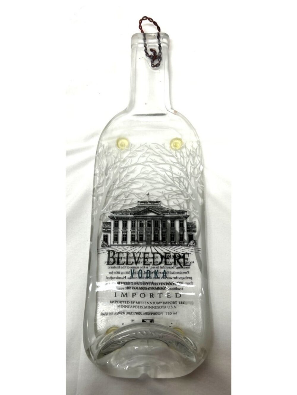 Cutting Board Belvedere Vodka Empty Glass Bottle With Tree Etching & Presidentia